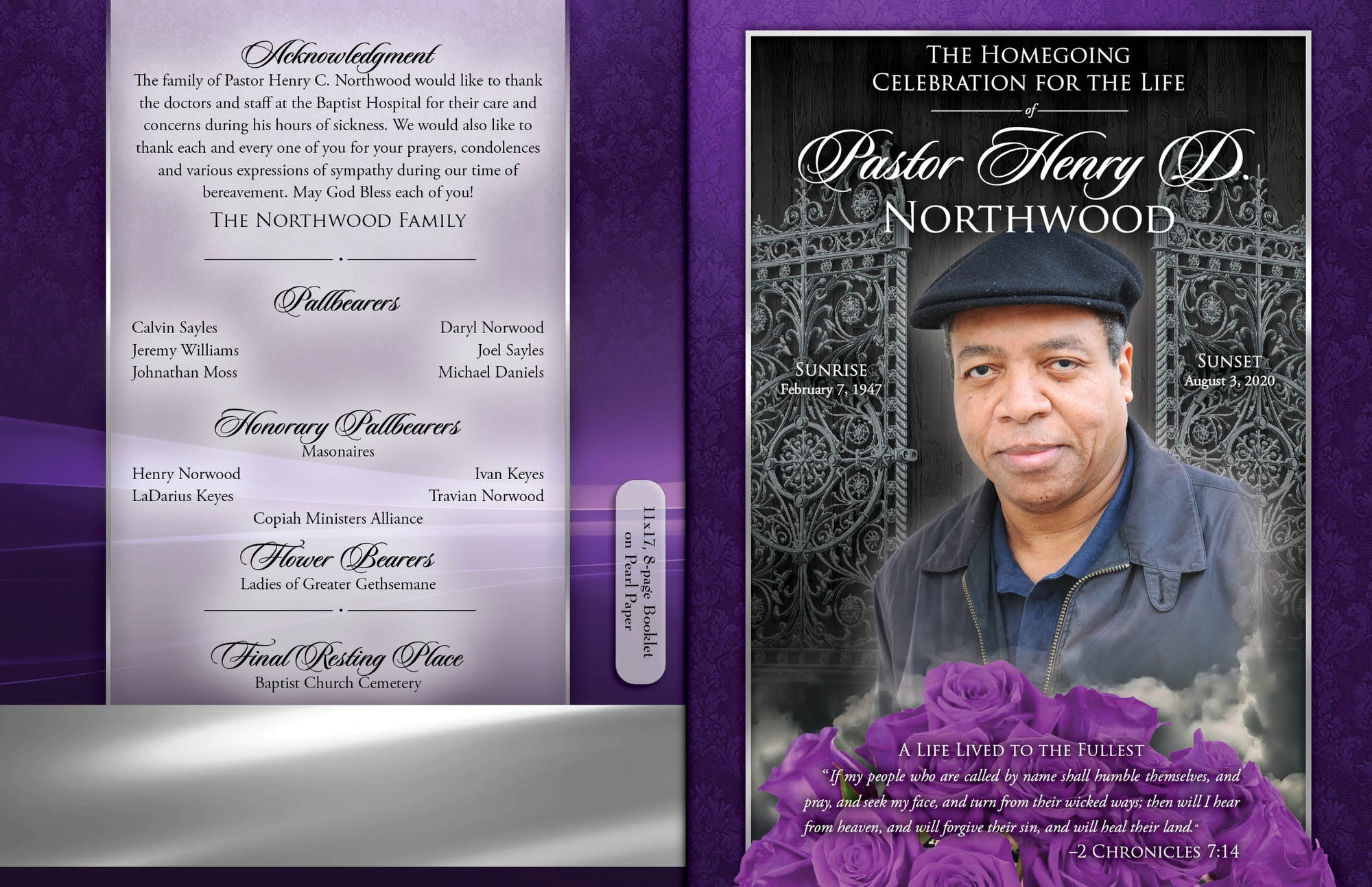 Traditional Fold 8-Page Memorial Booklets