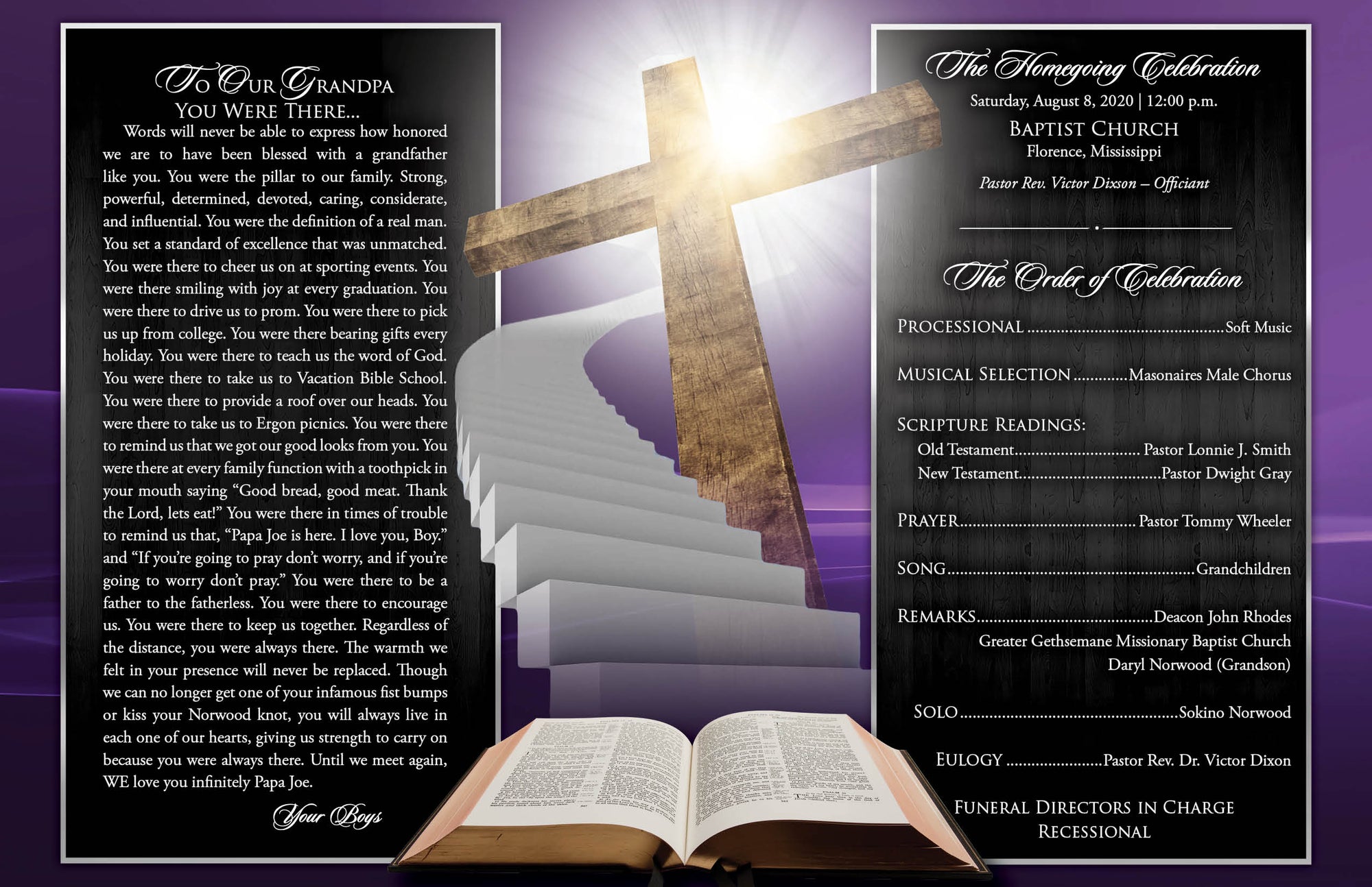 Traditional Fold 8-Page Memorial Booklets